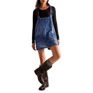We The Free Overall Smock Mini Dress in Sapphire Wash